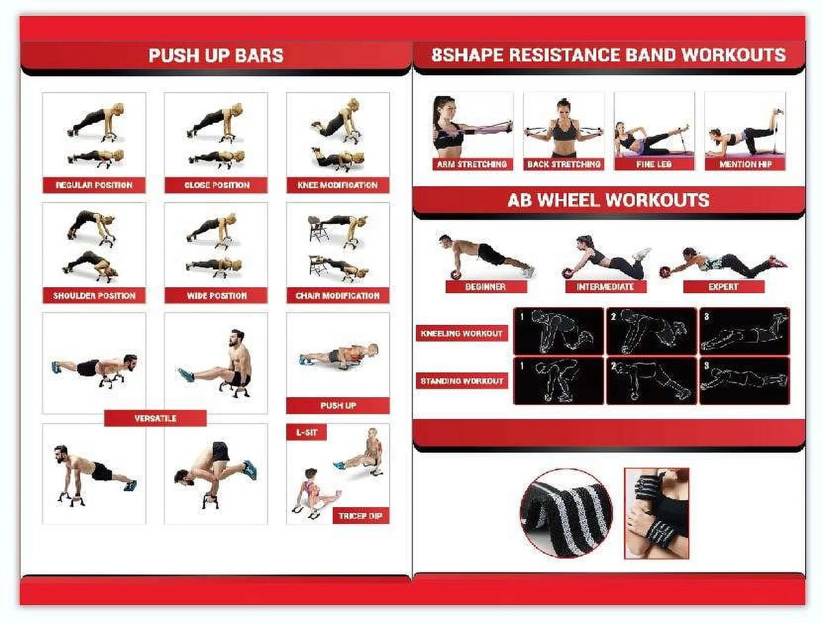 Ab Roller Wheel 17 in 1, Ab Wheel Workout Equipment Kit with Resistance Bands, Knee Mat, Jump Rope, Push-Up Bar, Ab Wheel Roller for Gym and Home Workout Unisex Abdominal Wheel for Core Strength Red