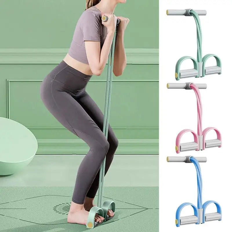 Yoga Pedal Puller Portable Resistance Band 6-Tube Pedal Ankle Puller Multi-Color Abdominal Exerciser Elastic Pedal Booster Body