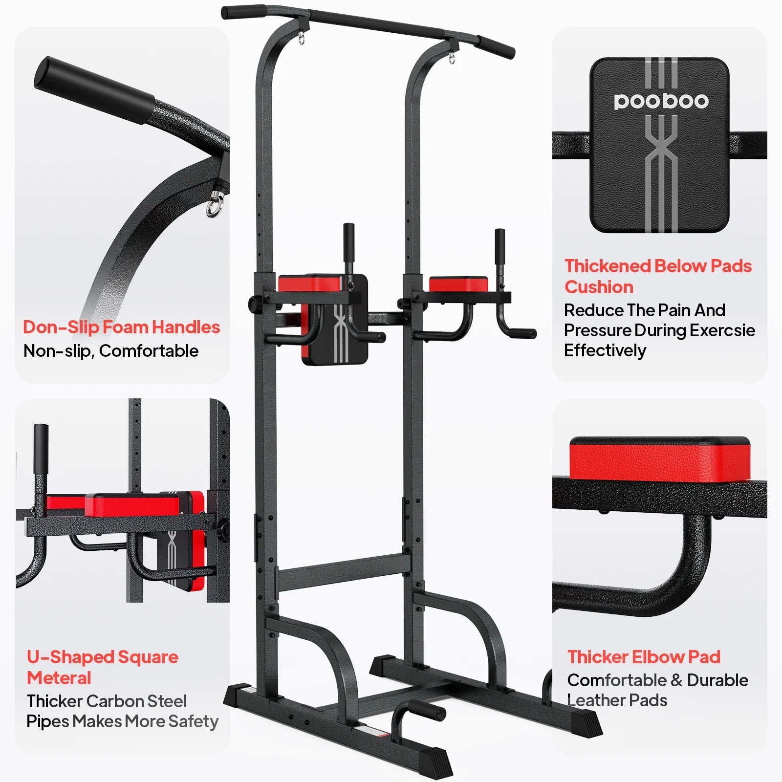 Adjustable Body Champ 480Lbs Multifunction Power Tower Dip Station Pull up Bar Power Rack for Home Gym Strength Training Workout Equipment