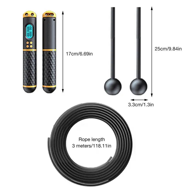 2 in 1 Digital Counter Skipping Rope with Ball Non-Slip Handle Adjustable Cordless Jump Ropes Gym Fitness Exercise Equipment