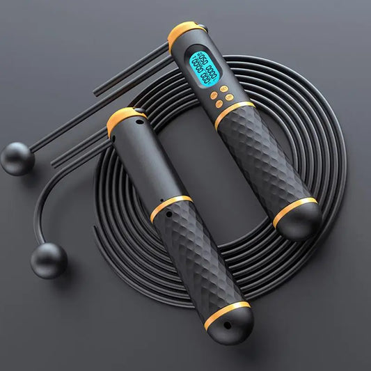 2 in 1 Digital Counter Skipping Rope with Ball Non-Slip Handle Adjustable Cordless Jump Ropes Gym Fitness Exercise Equipment